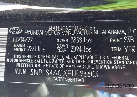 2023 Hyundai Elantra Sel from USA, damaged, VIN 5NPLS4AGXPH093603